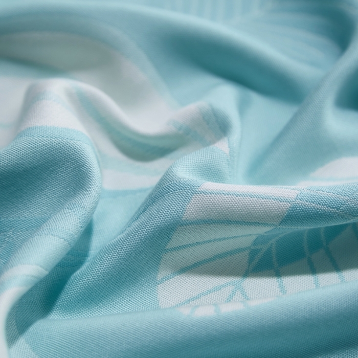 91家纺网 家纺一手货源 找家纺 威克凯丽2022重磅七彩大提花纯竹纤维软凉席三件套叶语谣香绿