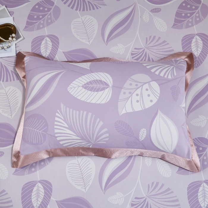 91家纺网 家纺一手货源 找家纺 威克凯丽2022重磅七彩大提花纯竹纤维软凉席三件套叶语谣香紫