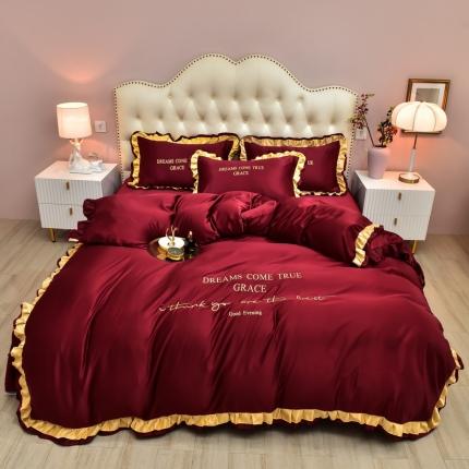 2021新款水洗真丝四件套诺曼相机图 大红