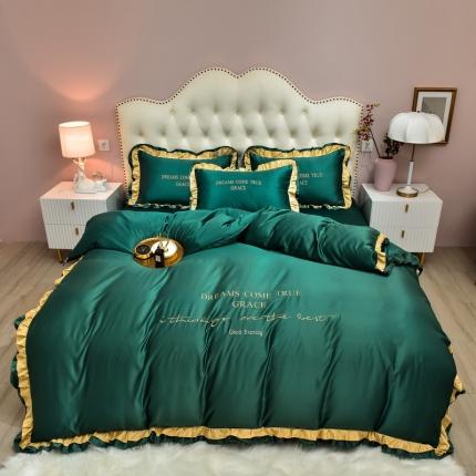 2021新款水洗真丝四件套诺曼相机图 墨绿