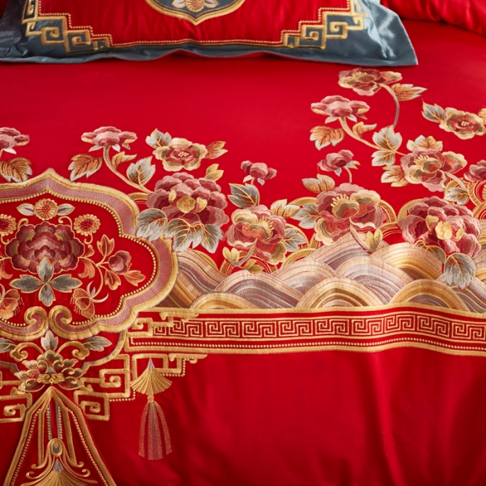 91家纺网 家纺一手货源 找家纺 爱情故事 2024新款婚庆系列 十里锦嫁