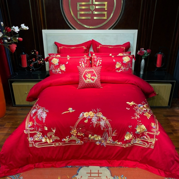 91家纺网 家纺一手货源 找家纺 爱情故事 2024新款婚庆系列 鸳鸯双嬉