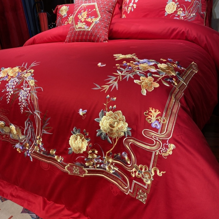 91家纺网 家纺一手货源 找家纺 爱情故事 2024新款婚庆系列 鸳鸯双嬉