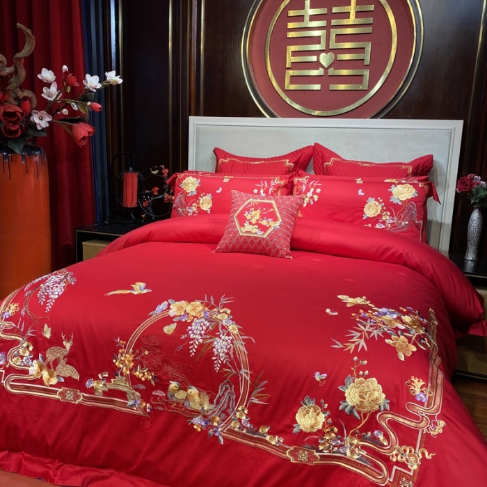 91家纺网 家纺一手货源 找家纺 爱情故事 2024新款婚庆系列 鸳鸯双嬉