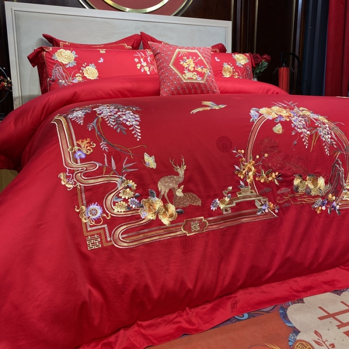 91家纺网 家纺一手货源 找家纺 爱情故事 2024新款婚庆系列 鸳鸯双嬉