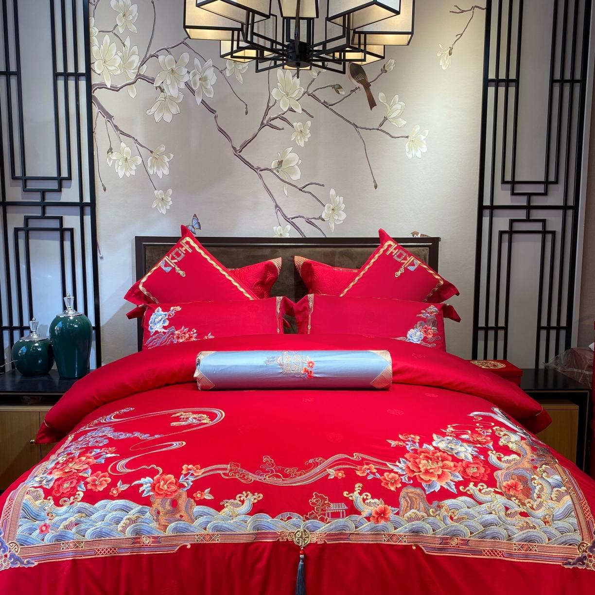 91家纺网 家纺一手货源 找家纺 爱情故事 2024新款婚庆秋冬100支系列 海誓山盟