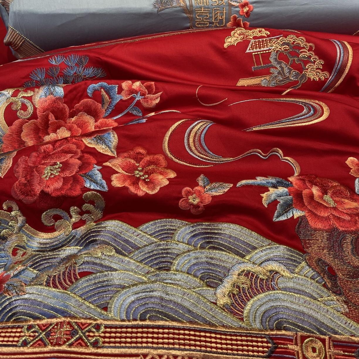 91家纺网 家纺一手货源 找家纺 爱情故事 2024新款婚庆秋冬100支系列 海誓山盟