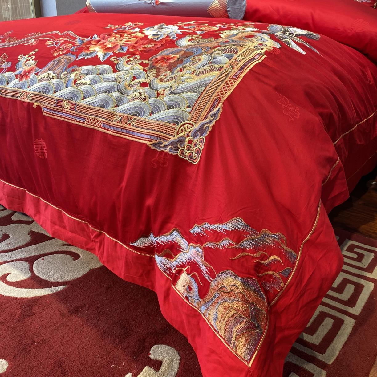 91家纺网 家纺一手货源 找家纺 爱情故事 2024新款婚庆秋冬100支系列 海誓山盟