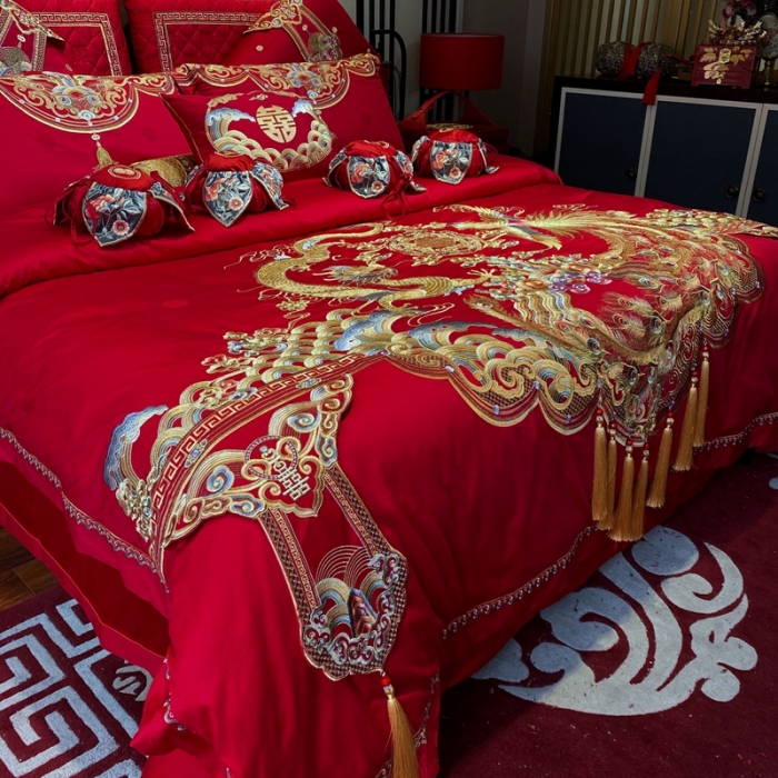 91家纺网 家纺一手货源 找家纺 爱情故事 2024新款婚庆秋冬100支系列 龙祥凤瑞