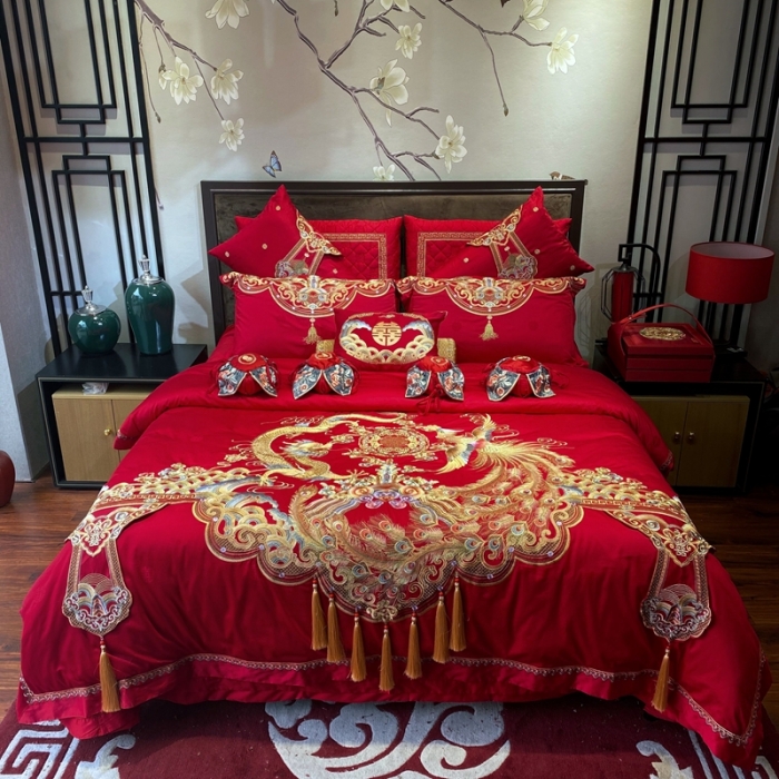 91家纺网 家纺一手货源 找家纺 爱情故事 2024新款婚庆秋冬100支系列 龙祥凤瑞