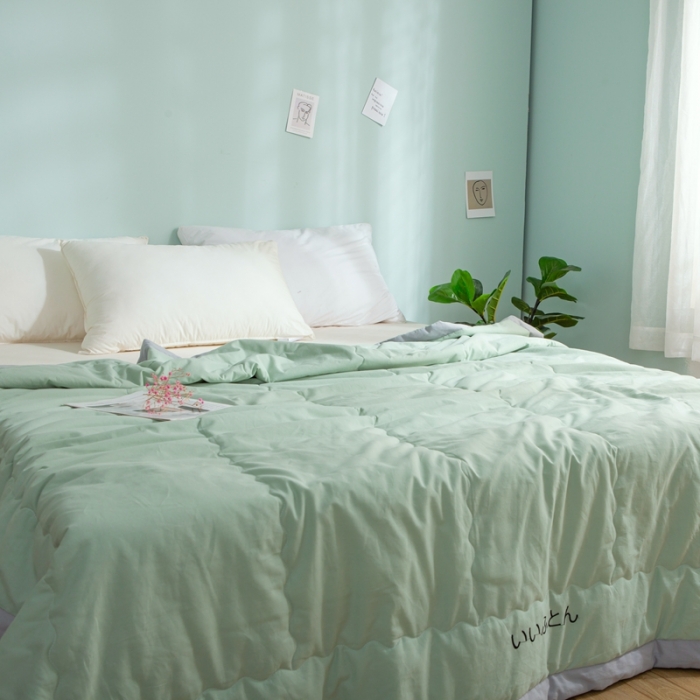 91家纺网 家纺一手货源 找家纺 澳萝拉 2021新款水洗棉夏被 日式-薄荷绿
