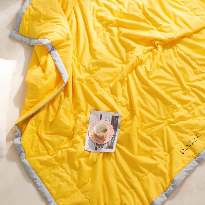 91家纺网 家纺一手货源 找家纺 澳萝拉 2021新款水洗棉夏被 日式-柠檬黄