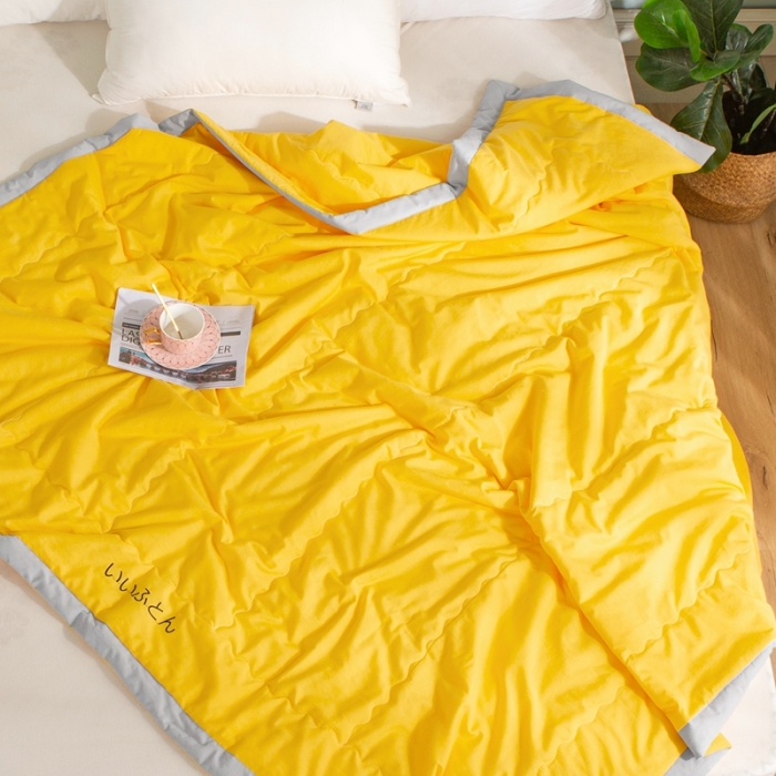 91家纺网 家纺一手货源 找家纺 澳萝拉 2021新款水洗棉夏被 日式-柠檬黄