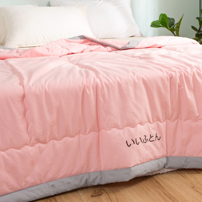 91家纺网 家纺一手货源 找家纺 澳萝拉 2021新款水洗棉夏被 日式-少女粉