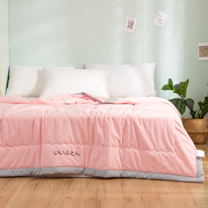 91家纺网 家纺一手货源 找家纺 澳萝拉 2021新款水洗棉夏被 日式-少女粉