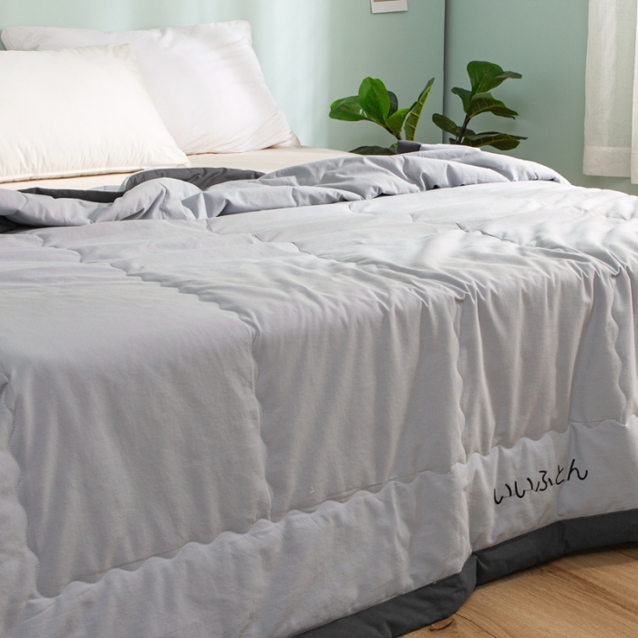 91家纺网 家纺一手货源 找家纺 澳萝拉 2021新款水洗棉夏被 日式-雾霾灰