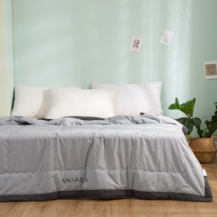 91家纺网 家纺一手货源 找家纺 澳萝拉 2021新款水洗棉夏被 日式-雾霾灰