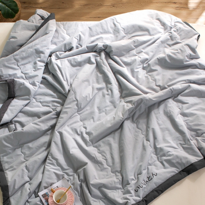 91家纺网 家纺一手货源 找家纺 澳萝拉 2021新款水洗棉夏被 日式-雾霾灰