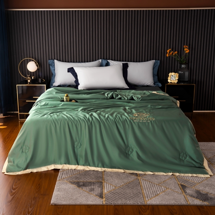 91家纺网 家纺一手货源 找家纺 澳萝拉 2021新款冰乐丝夏凉被 山茶花-橄榄绿