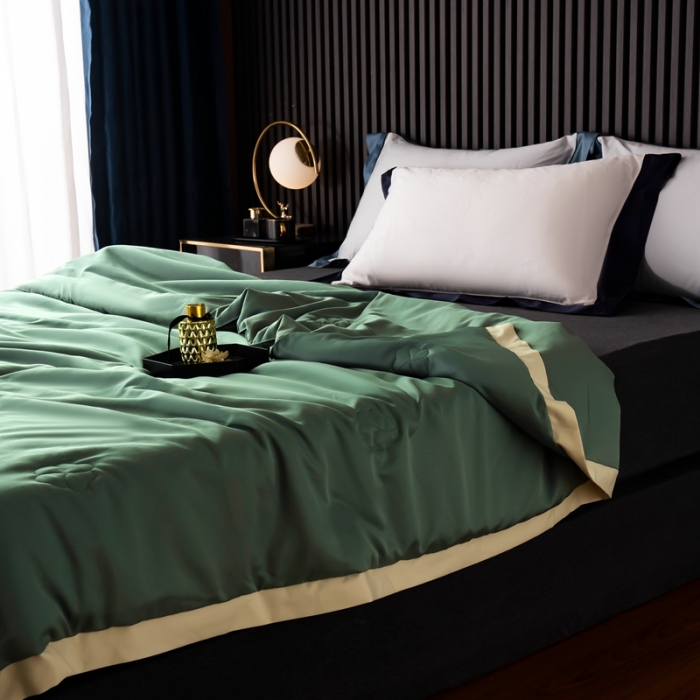 91家纺网 家纺一手货源 找家纺 澳萝拉 2021新款冰乐丝夏凉被 山茶花-橄榄绿