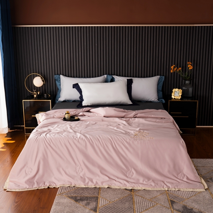 91家纺网 家纺一手货源 找家纺 澳萝拉 2021新款冰乐丝夏凉被 山茶花-玫瑰粉