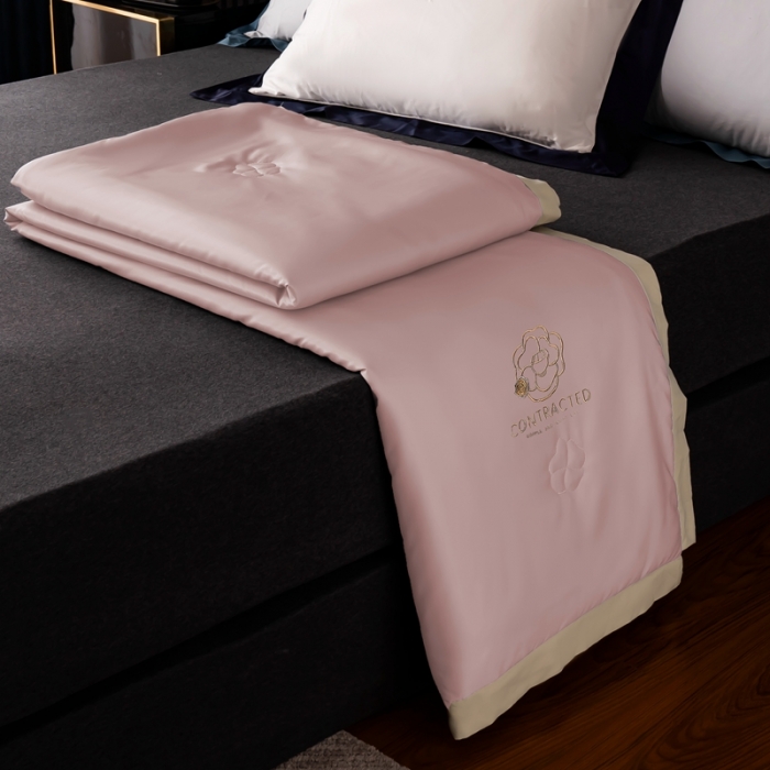 91家纺网 家纺一手货源 找家纺 澳萝拉 2021新款冰乐丝夏凉被 山茶花-玫瑰粉