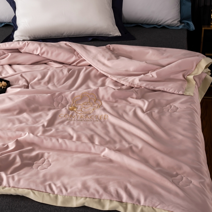 91家纺网 家纺一手货源 找家纺 澳萝拉 2021新款冰乐丝夏凉被 山茶花-玫瑰粉