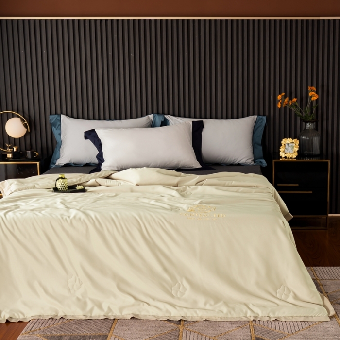 91家纺网 家纺一手货源 找家纺 澳萝拉 2021新款冰乐丝夏凉被 山茶花-香槟金