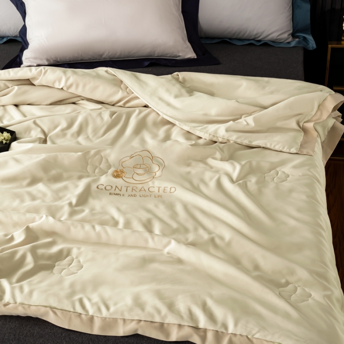 91家纺网 家纺一手货源 找家纺 澳萝拉 2021新款冰乐丝夏凉被 山茶花-香槟金