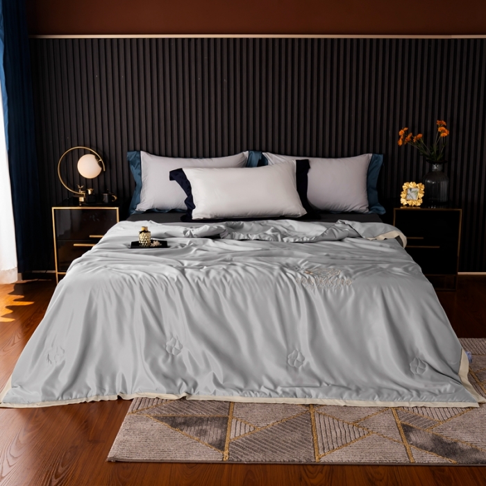 91家纺网 家纺一手货源 找家纺 澳萝拉 2021新款冰乐丝夏凉被 山茶花-雅致灰