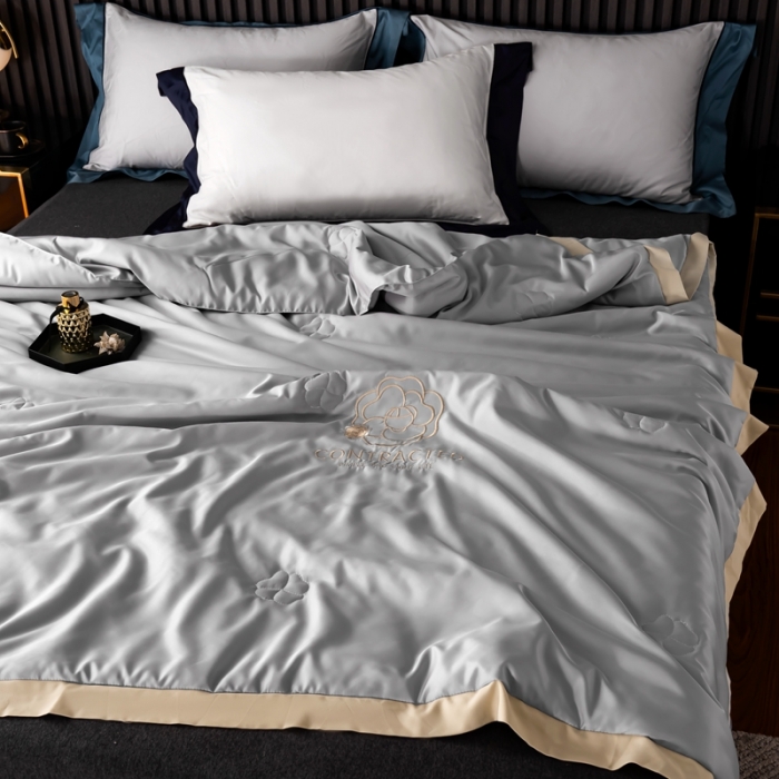 91家纺网 家纺一手货源 找家纺 澳萝拉 2021新款冰乐丝夏凉被 山茶花-雅致灰