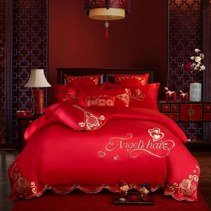 91家纺网 家纺一手货源 找家纺 （总）甜咪咪 2021新款大红婚庆磨毛系列四件套