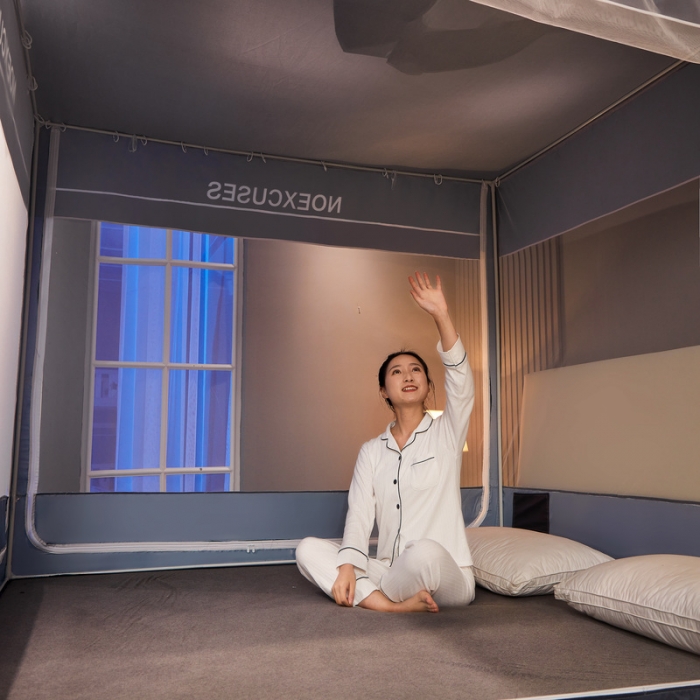 91家纺网 家纺一手货源 找家纺 （总）卓尔居 2022新款可拆卸遮光布帘防尘坐床拉链式蚊帐