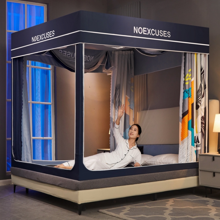 91家纺网 家纺一手货源 找家纺 （总）卓尔居 2022新款可拆卸遮光布帘防尘坐床拉链式蚊帐