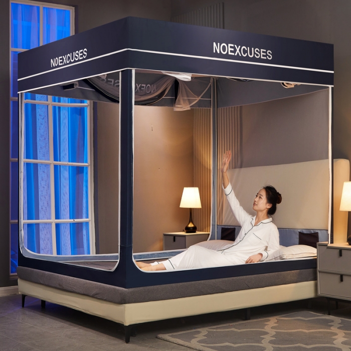 91家纺网 家纺一手货源 找家纺 （总）卓尔居 2022新款可拆卸遮光布帘防尘坐床拉链式蚊帐