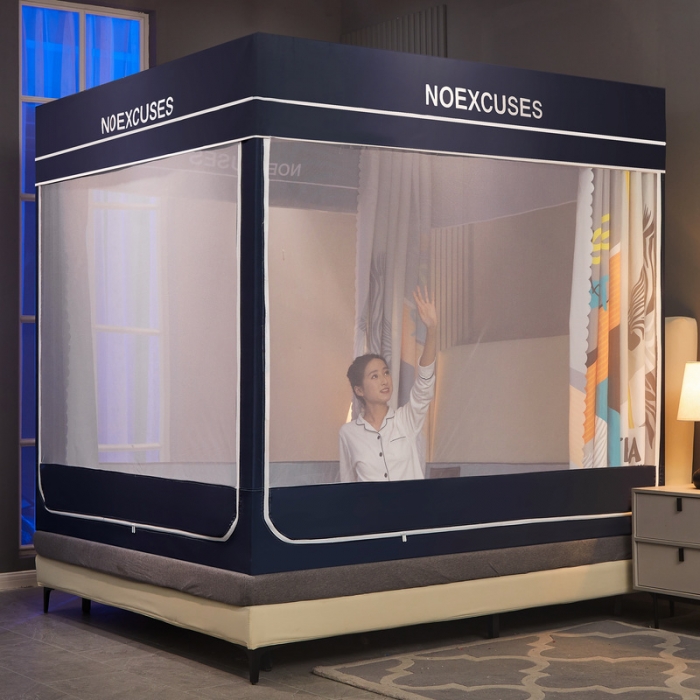 91家纺网 家纺一手货源 找家纺 （总）卓尔居 2022新款可拆卸遮光布帘防尘坐床拉链式蚊帐