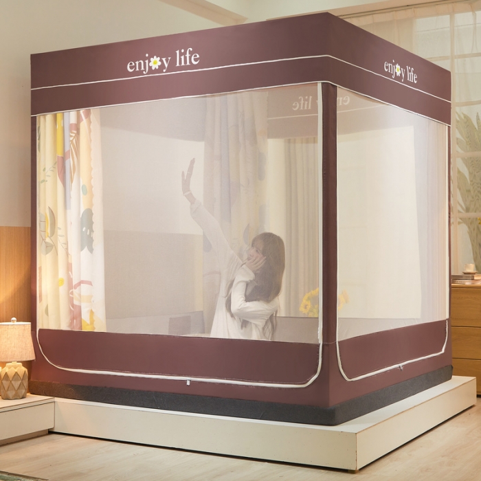 91家纺网 家纺一手货源 找家纺 卓尔居 2022新款可拆卸遮光布帘防尘坐床蚊帐 花开绽放