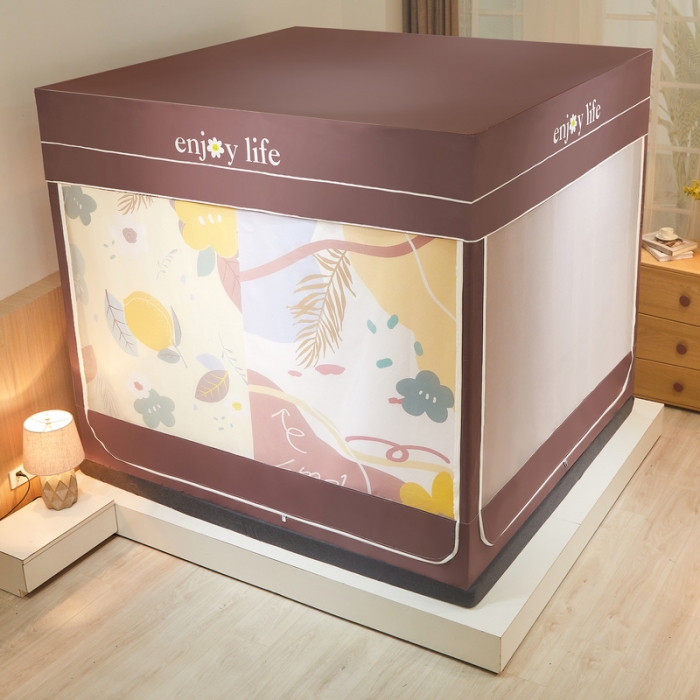 91家纺网 家纺一手货源 找家纺 卓尔居 2022新款可拆卸遮光布帘防尘坐床蚊帐 花开绽放