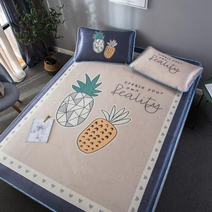 91家纺网 家纺一手货源 找家纺 印季 2021新款数码印花大版冰丝席 菠萝