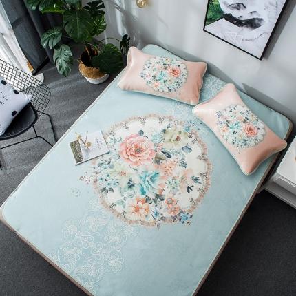 91家纺网 家纺一手货源 找家纺 印季 2021新款数码印花大版冰丝席 镜中花