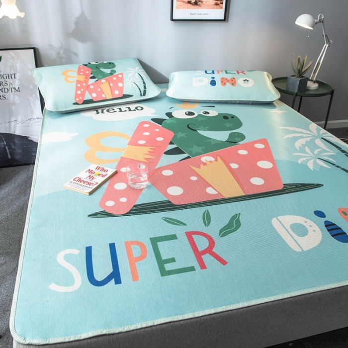 91家纺网 家纺一手货源 找家纺 印季 2021新款数码印花大版冰丝席 恐龙