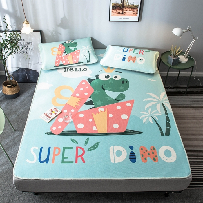 91家纺网 家纺一手货源 找家纺 印季 2021新款数码印花大版冰丝席 恐龙