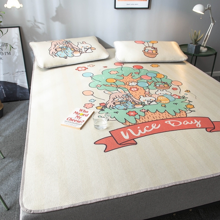 91家纺网 家纺一手货源 找家纺 印季 2021新款数码印花大版冰丝席 快乐森林