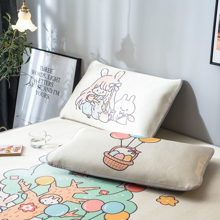 91家纺网 家纺一手货源 找家纺 印季 2021新款数码印花大版冰丝席 快乐森林