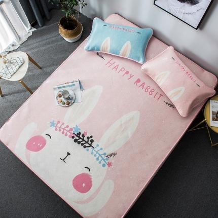 91家纺网 家纺一手货源 找家纺 印季 2021新款数码印花大版冰丝席 萌萌兔