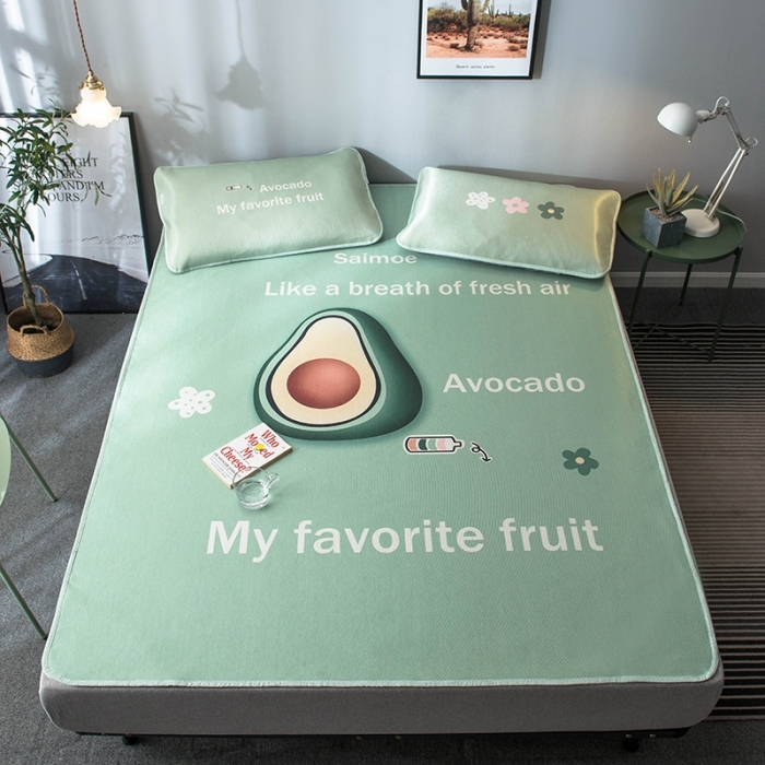 91家纺网 家纺一手货源 找家纺 印季 2021新款数码印花大版冰丝席 牛油果