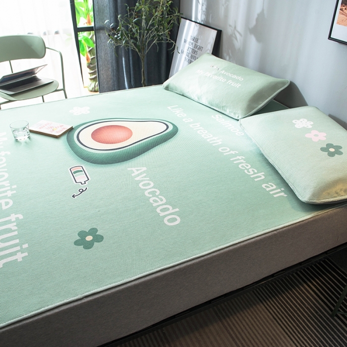 91家纺网 家纺一手货源 找家纺 印季 2021新款数码印花大版冰丝席 牛油果