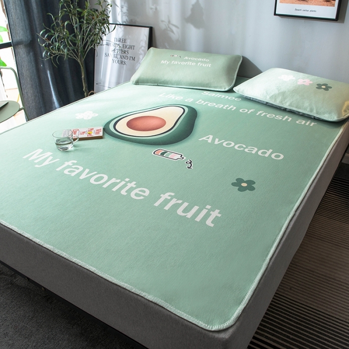 91家纺网 家纺一手货源 找家纺 印季 2021新款数码印花大版冰丝席 牛油果