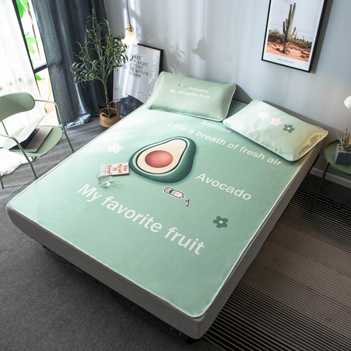 91家纺网 家纺一手货源 找家纺 印季 2021新款数码印花大版冰丝席 牛油果