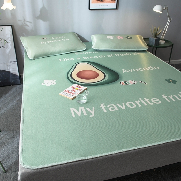 91家纺网 家纺一手货源 找家纺 印季 2021新款数码印花大版冰丝席 牛油果